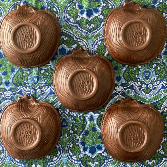 Vintage Mid-Century California Pottery Sequoia Ware Apple Salad Bowls, Set of 5 - Picture 3 of 3